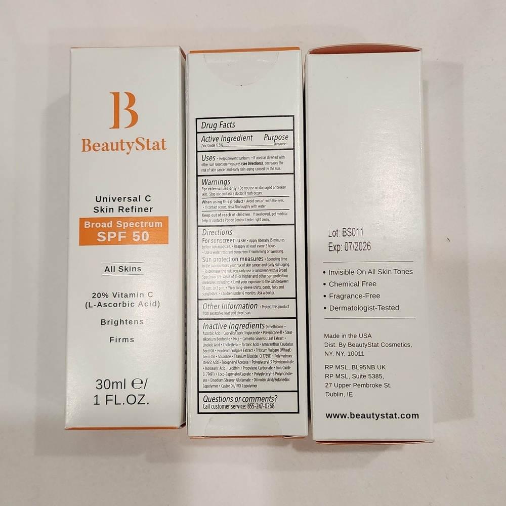 BeautyStat Universal C Skin Refiner with Broad Spectrum SPF 50.. A Set Of 3
